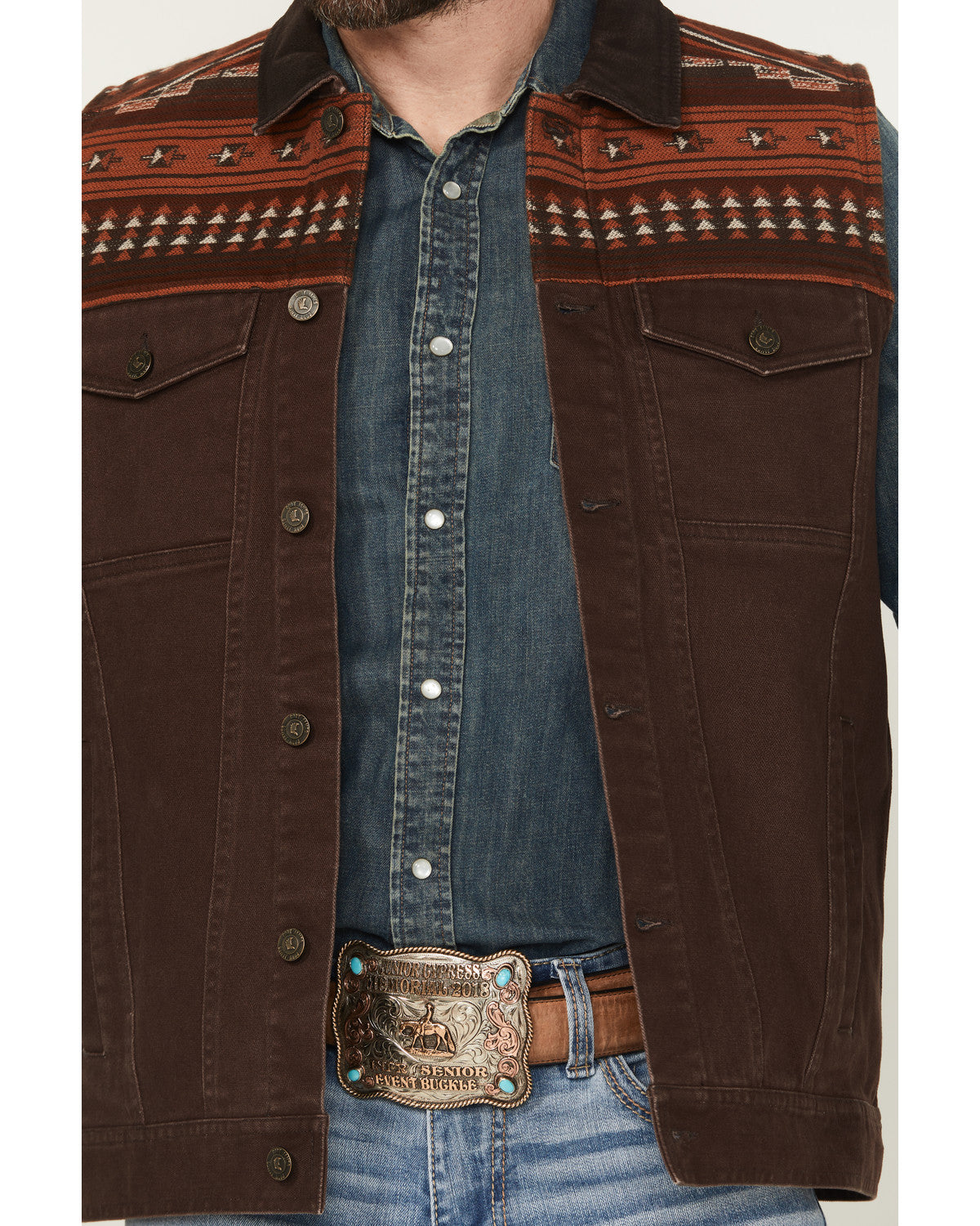 Cody James Men's Iroquois Southwestern Trucker Vest