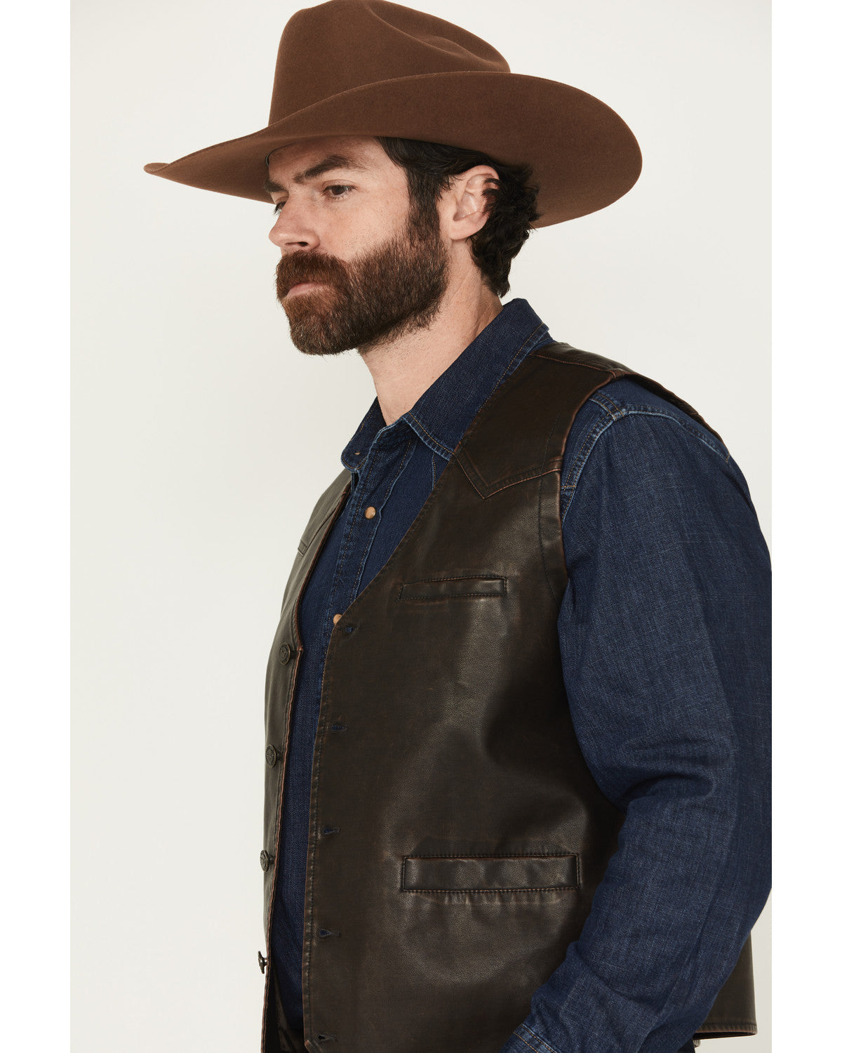 Cody James Men's Durango Button-Down Faux Leather Vest