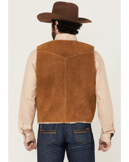 Cody James Men's Sherpa Lined Suede Snap Vest