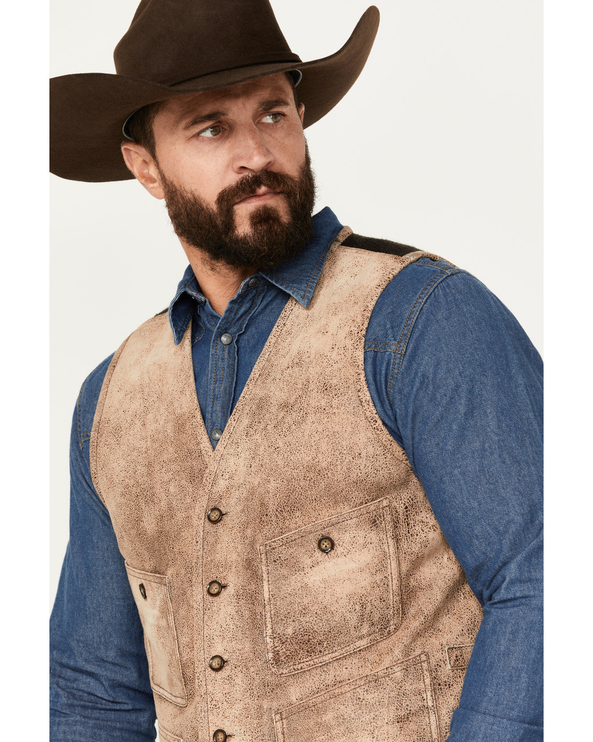 Cody James Men's White Buffalo Suede Vest