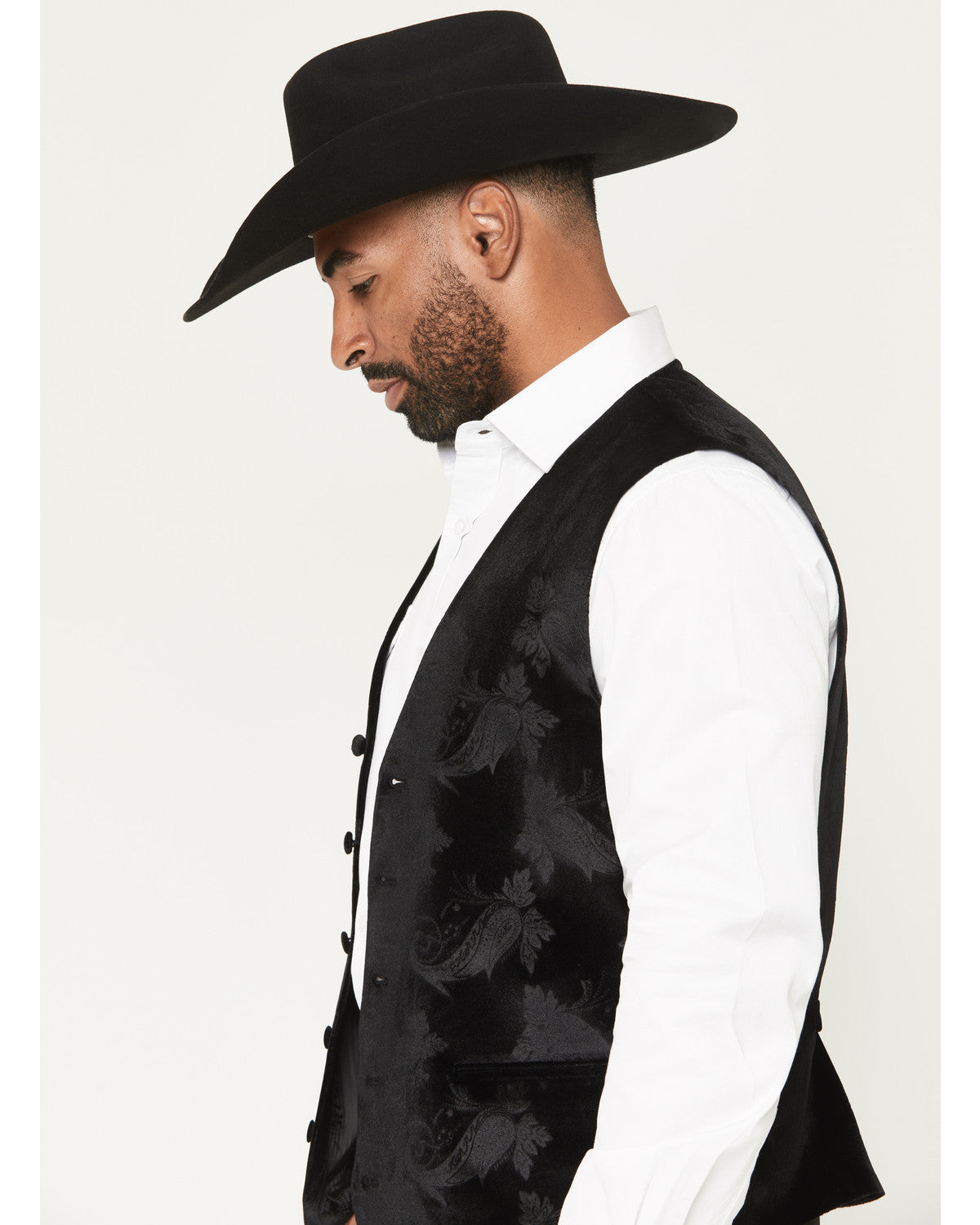 Cody James Men's Velvet Paisley Print Western Dress Vest