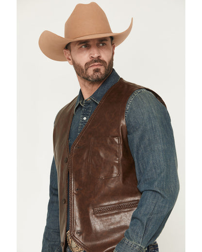 Cody James Men's Hogan Faux Leather Braided Hem Vest