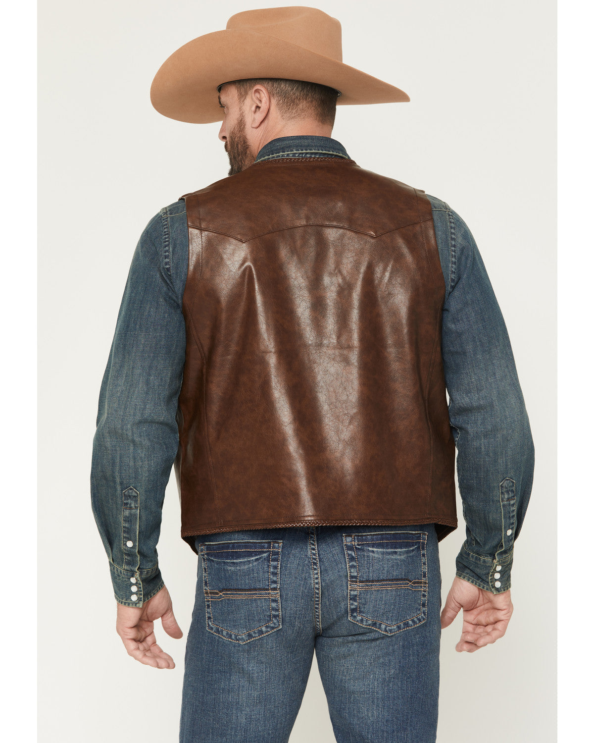Cody James Men's Hogan Faux Leather Braided Hem Vest