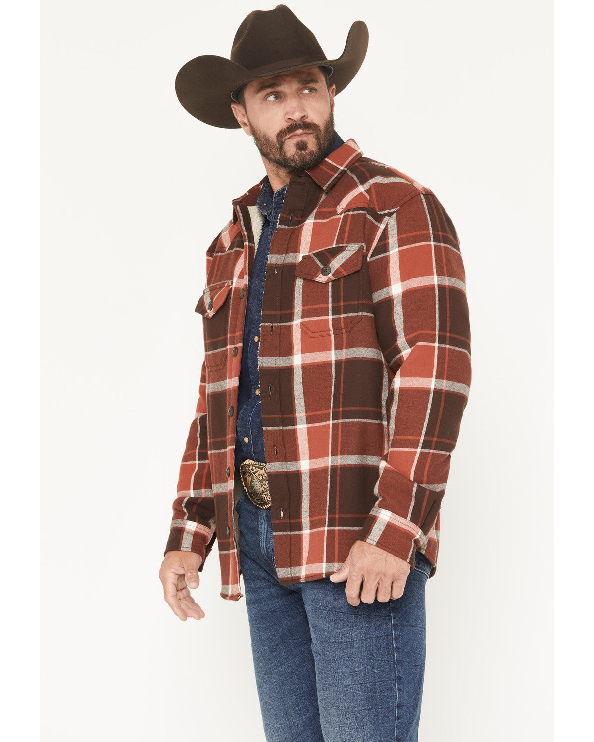 Cody James Men's Baxter Sherpa Lined Plaid Print Flannel Shirt Jacket