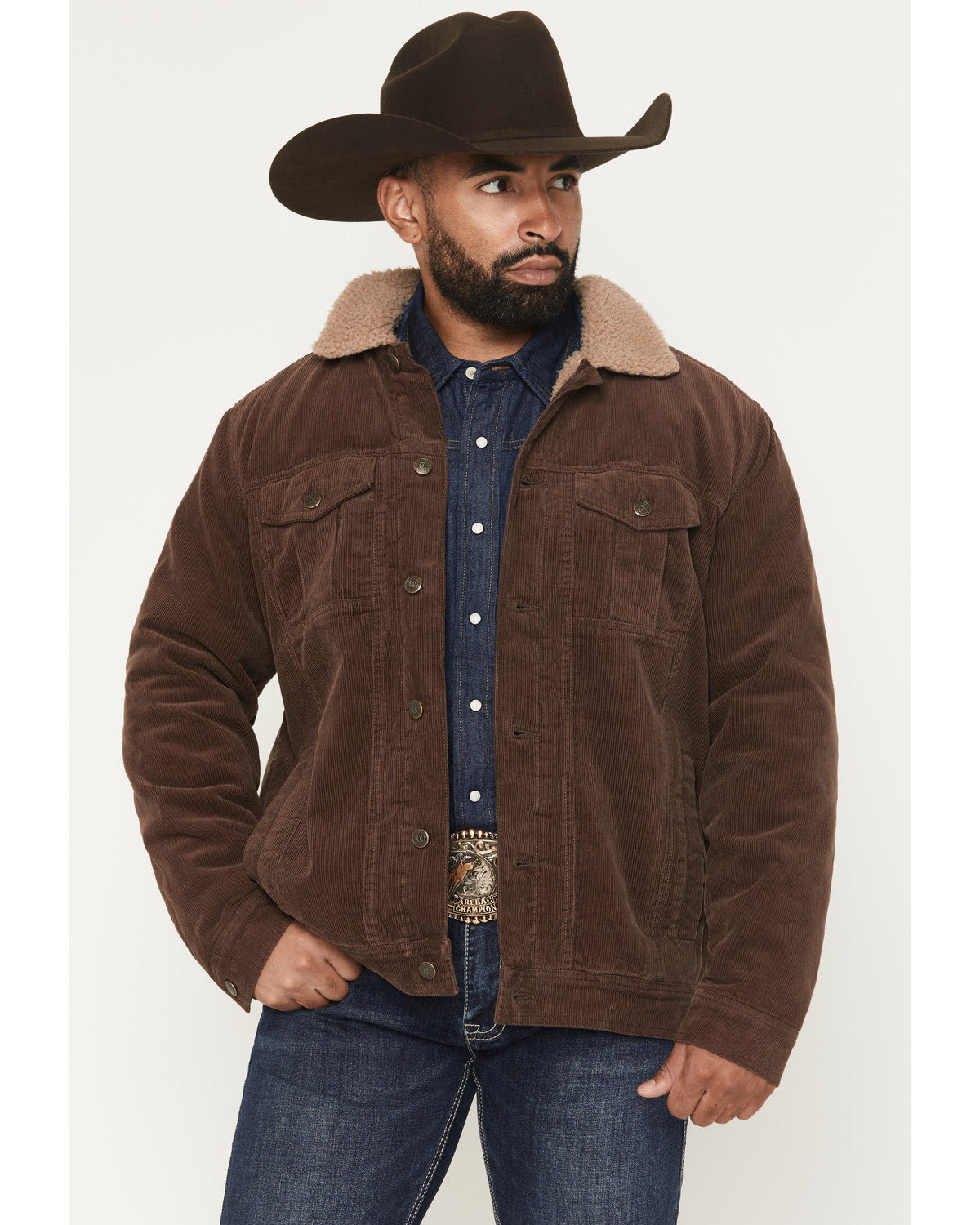 Cody James Men's Ozark Corduroy Sherpa Lined Heavyweight Trucker Jacke