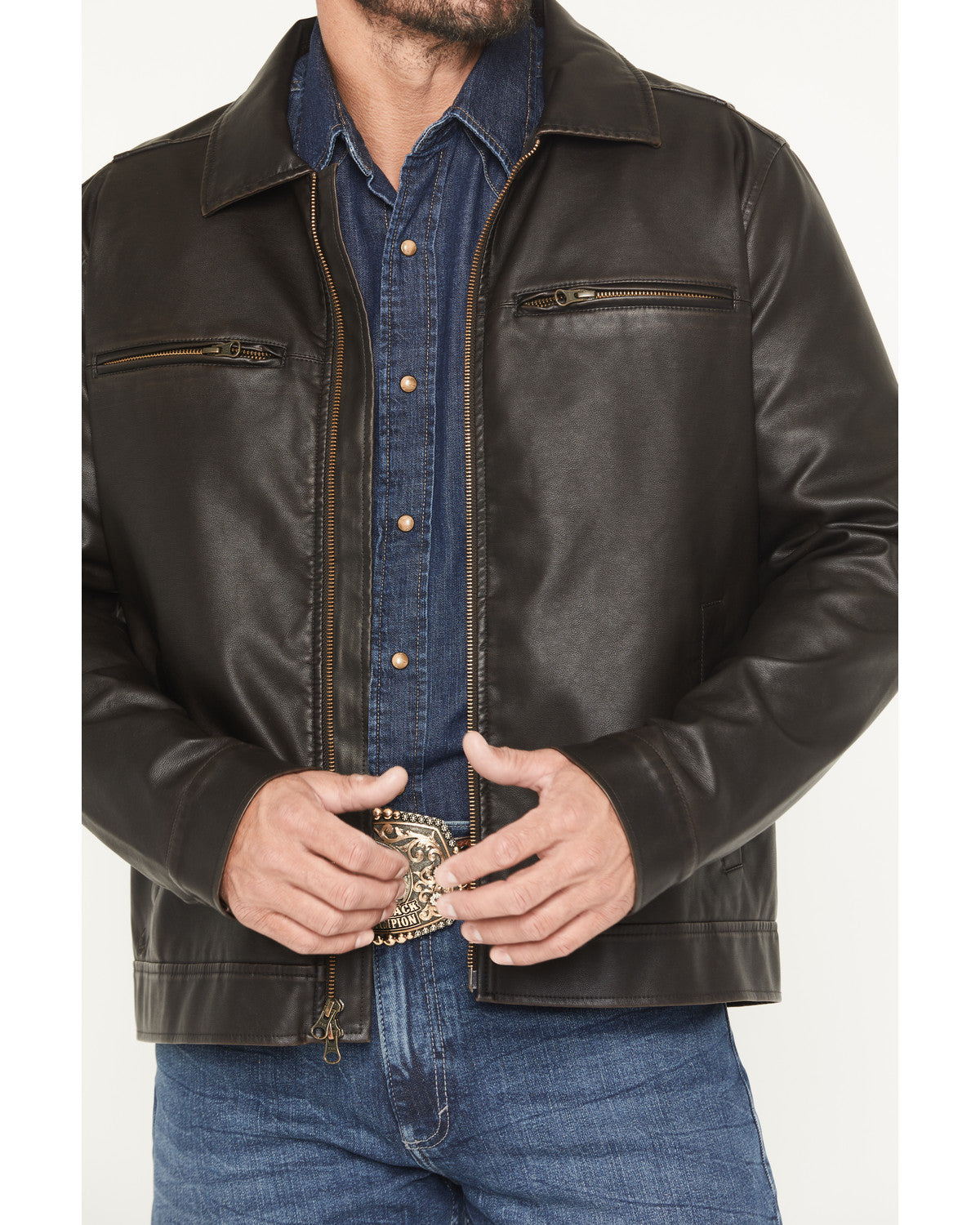 Cody James Men's Faux Leather Moto Jacket - Tall
