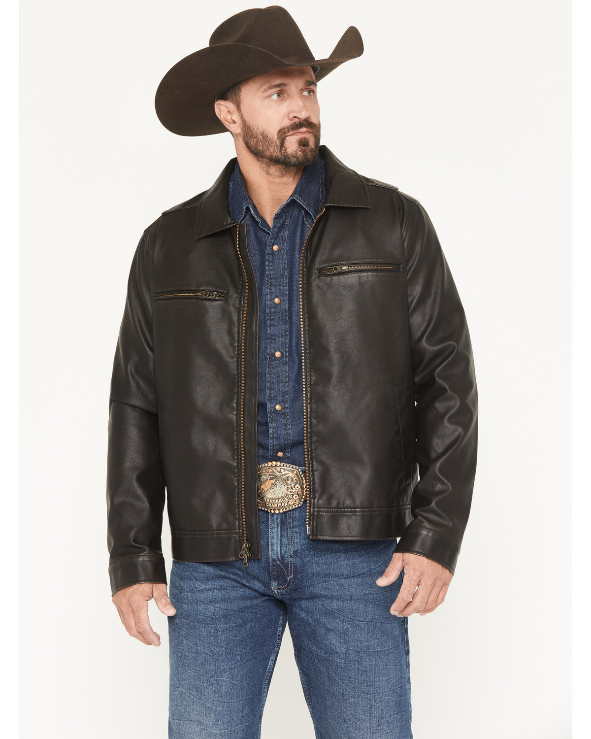 Cody James Men's Faux Leather Moto Jacket - Big