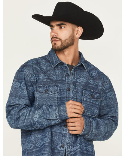 Cody James Men's Tonal Southwestern Print Fleece Lined Shirt Jacket