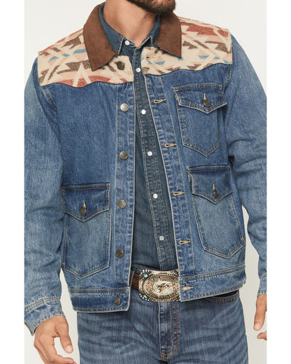 Cody James Men's Southwestern Blanket Yoke Unlined Denim Jacket