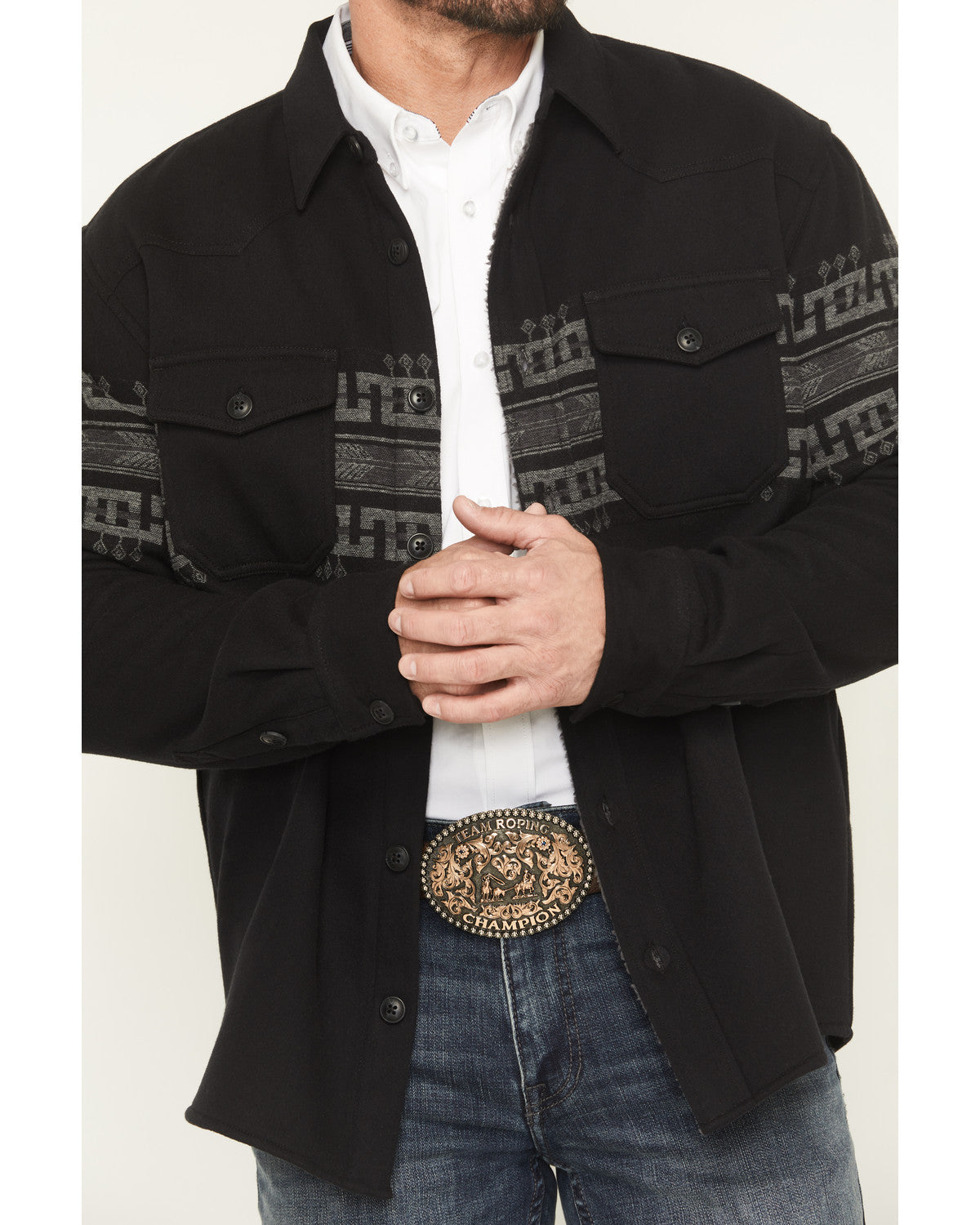 Cody James Men's Southwestern Border Print Sherpa Lined Flannel Shirt