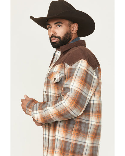 Cody James Men's Plaid Print Flannel Sherpa Lined Shirt Jacket