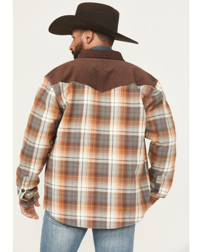 Cody James Men's Plaid Print Flannel Sherpa Lined Shirt Jacket