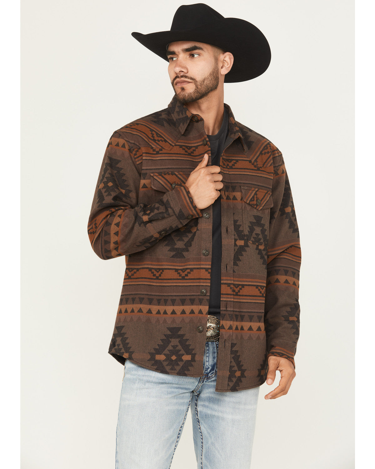 Cody James Men's Rosewell Southwestern Print Fleece Lined Shirt Jacket
