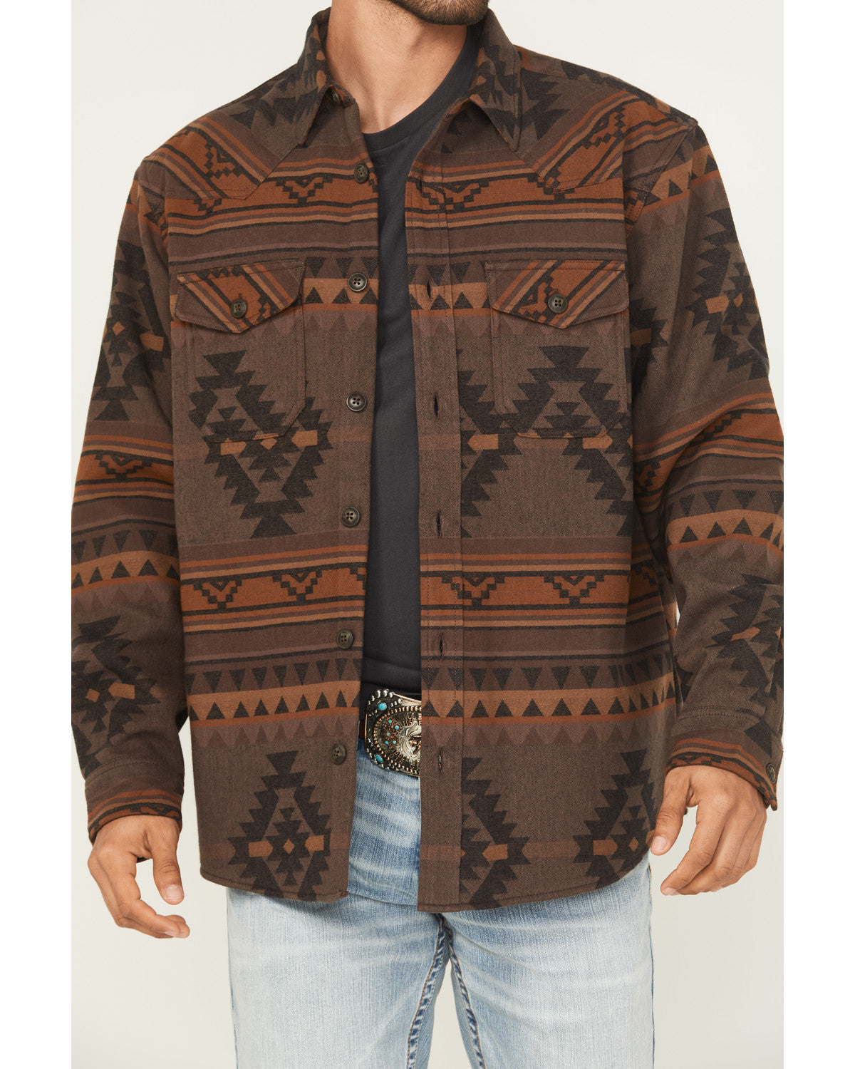 Cody James Men's Rosewell Southwestern Print Fleece Lined Shirt Jacket