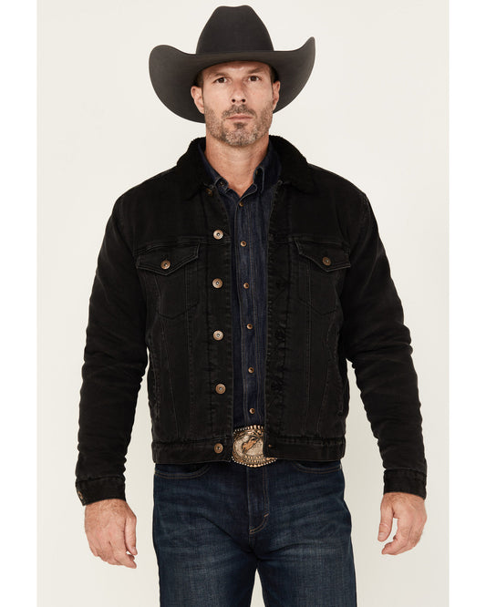 Cody James Men's Outlaw Sherpa Lined Denim Trucker Jacket