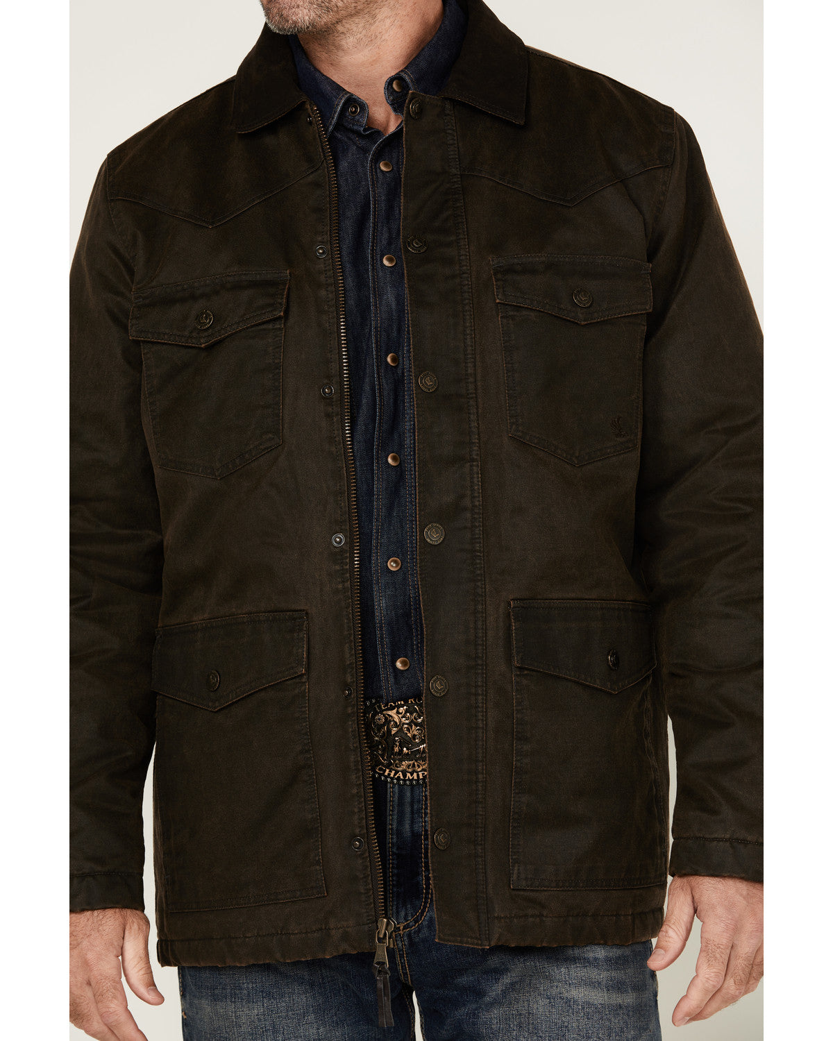 Cody James Men's Road Dust Washed Oil Skin Long Jacket