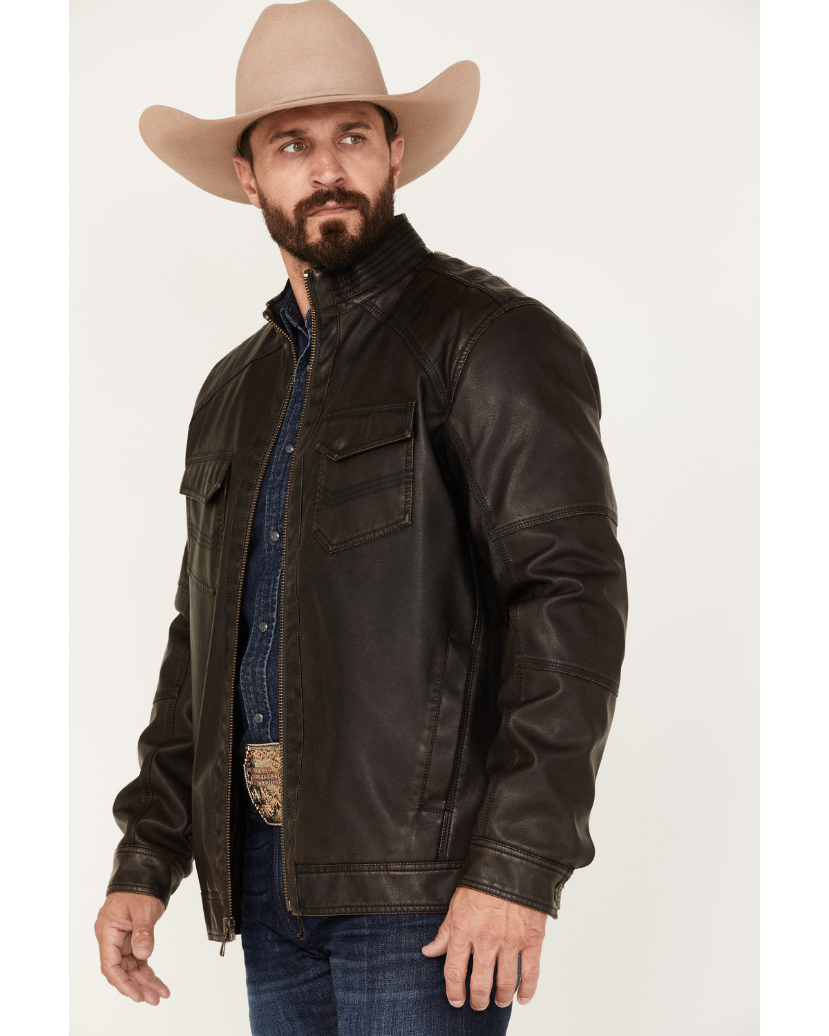 Cody James Men's Houston Distressed Moto Jacket