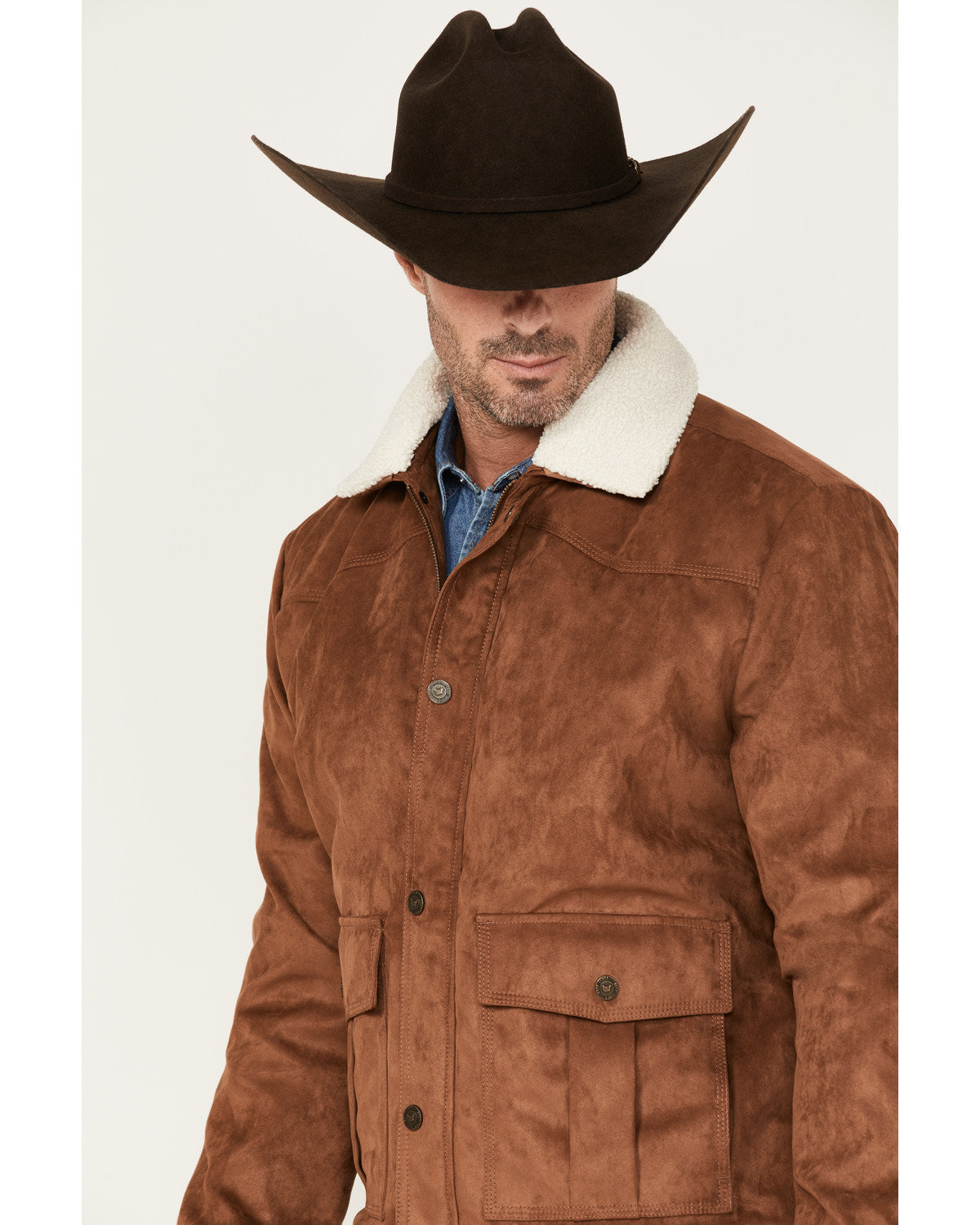 Cody James Men's Edward Faux Suede Sherpa Collar Bomber Jacket