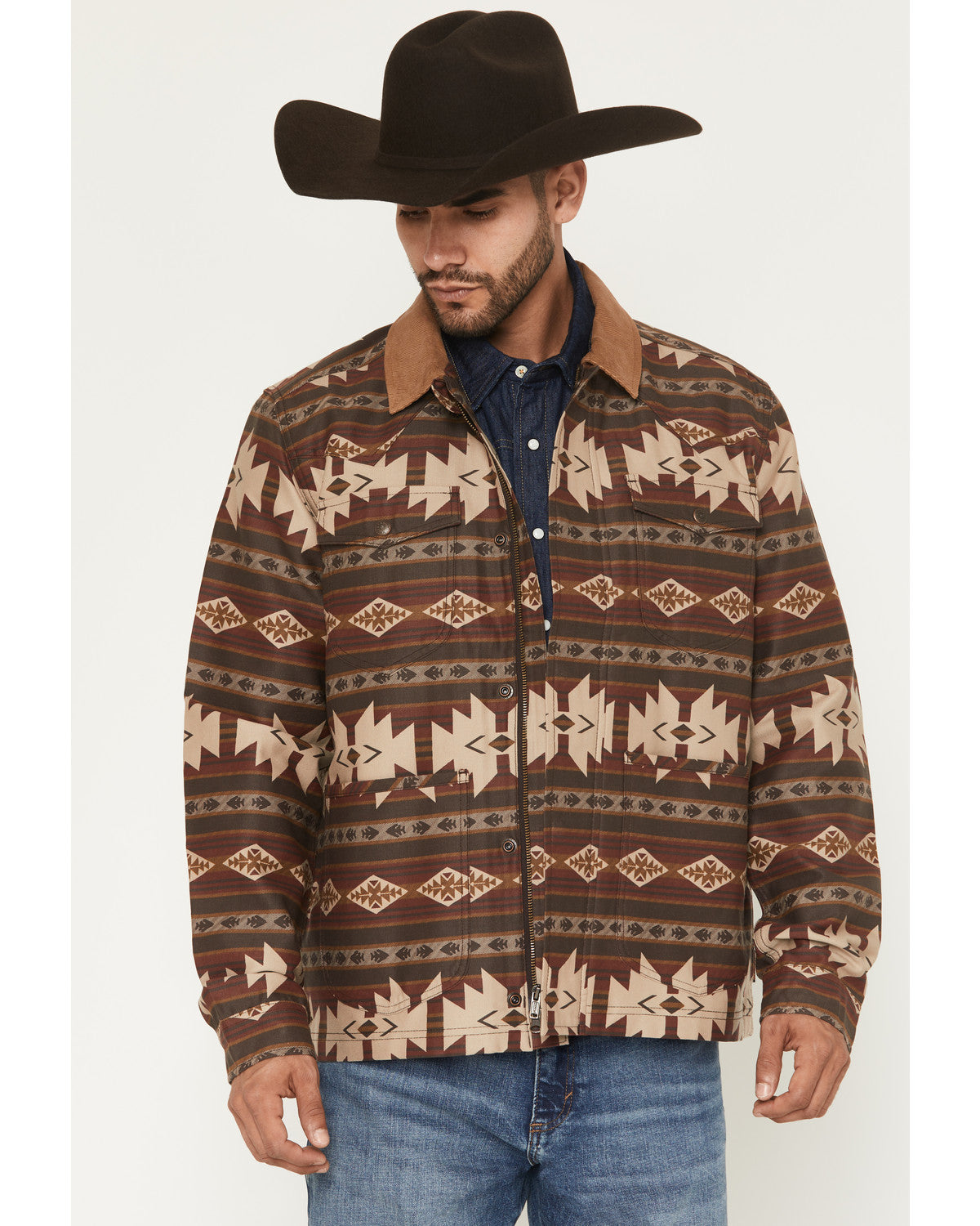 Cody James Men's FR Buck Southwestern Print Barn Coat