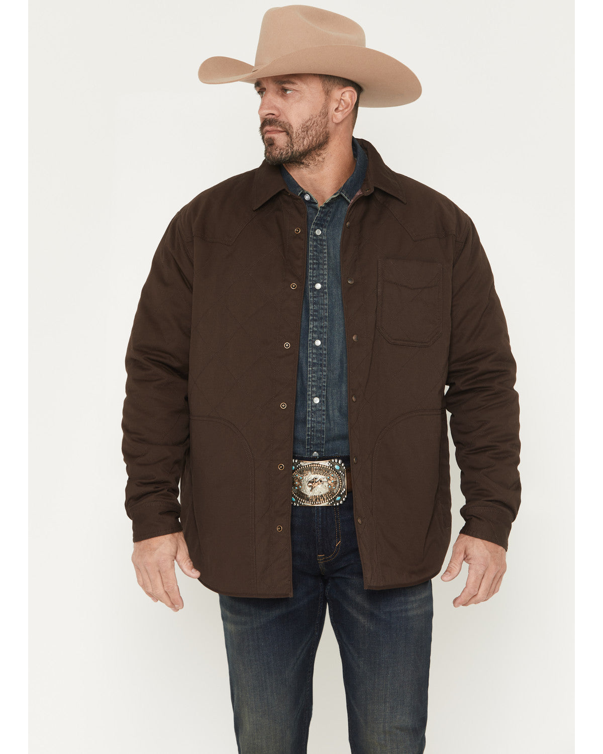 Cody James Men's Boone Quilted Flannel Lined Snap Shirt Jacket