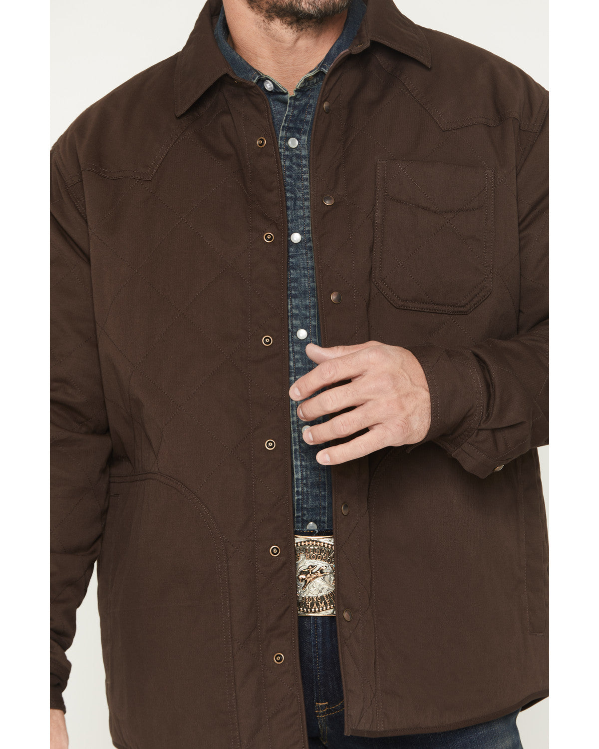 Cody James Men's Boone Quilted Flannel Lined Snap Shirt Jacket