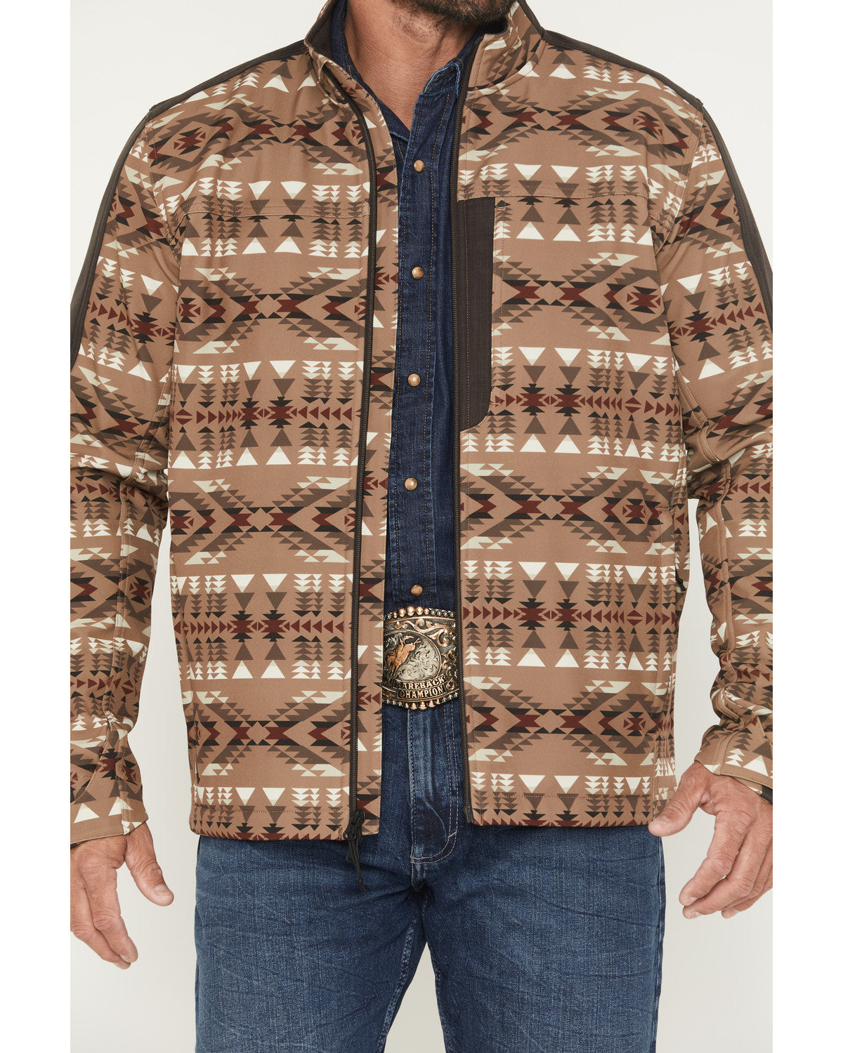 Cody James Men's Calhoun Southwestern Print Textured Softshell Jacket