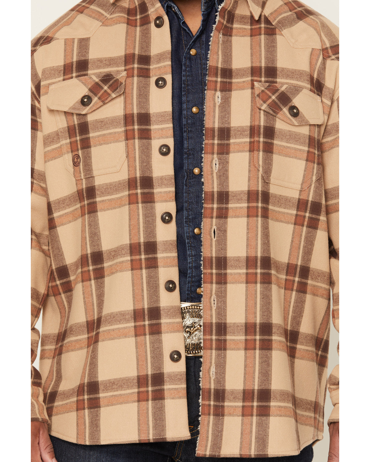Cody James Men's Hombre Plaid Print Sherpa Lined Shirt Jacket