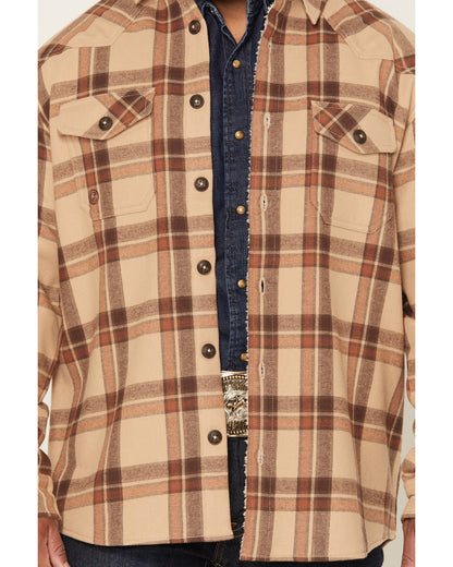 Cody James Men's Hombre Plaid Print Sherpa Lined Shirt Jacket
