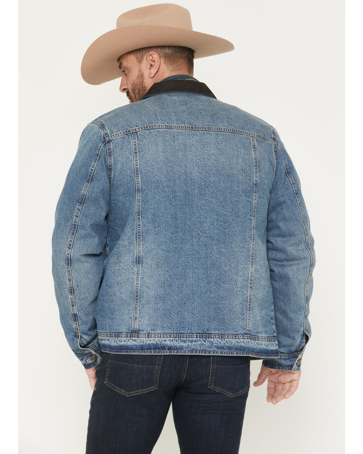 Cody James Men's Bandera Light Wash Sherpa Lined Denim Jacket