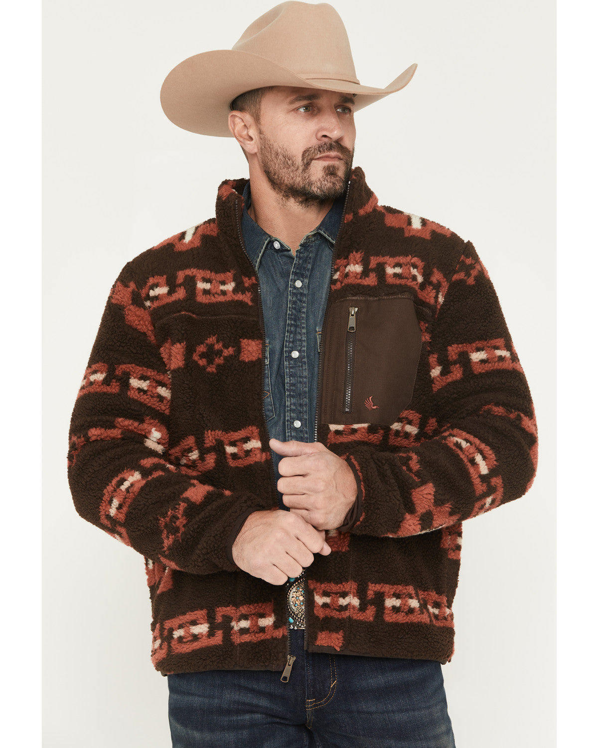 Cody James Men's Izard Southwestern Print Sherpa Zip Jacket