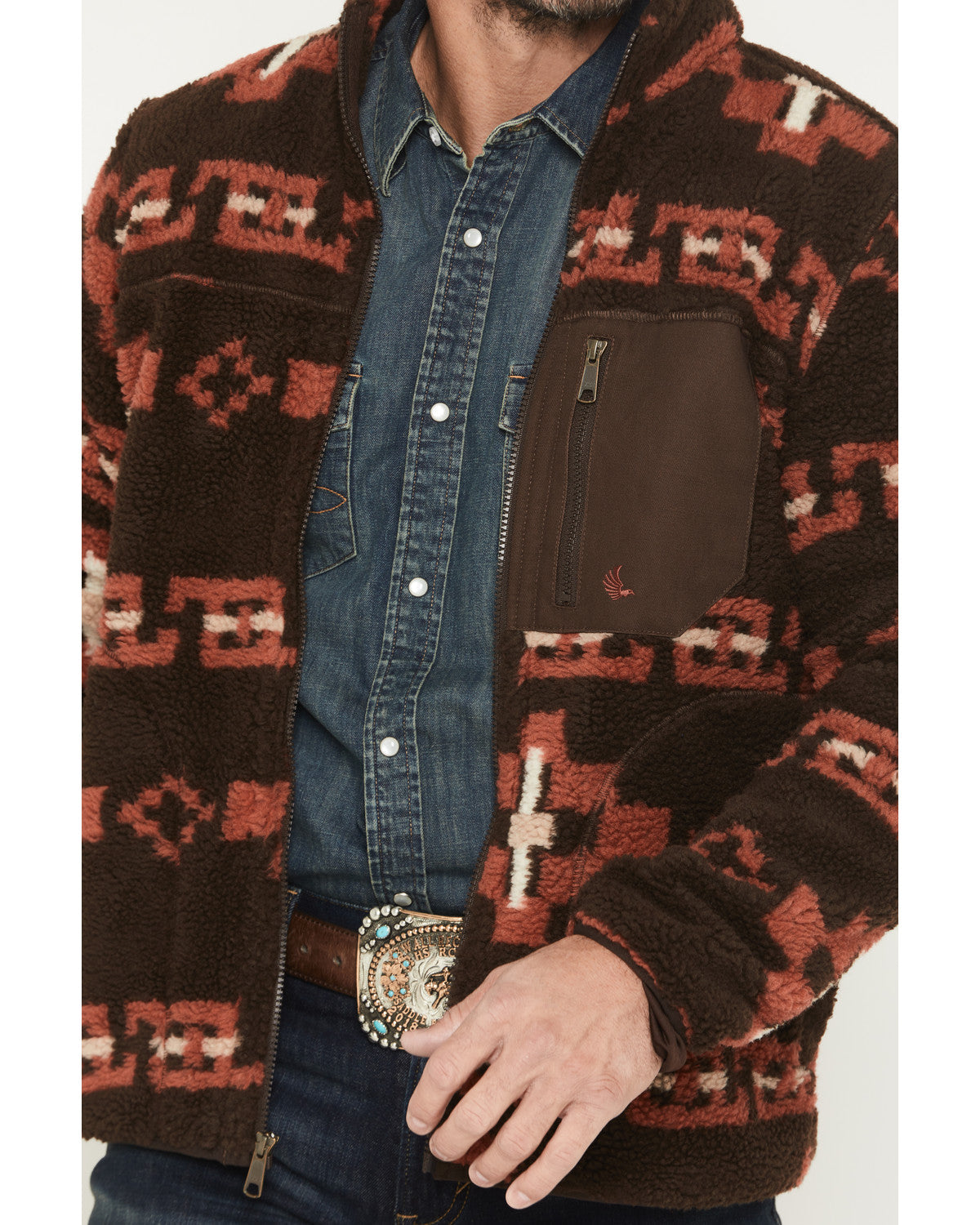 Cody James Men's Izard Southwestern Print Sherpa Zip Jacket