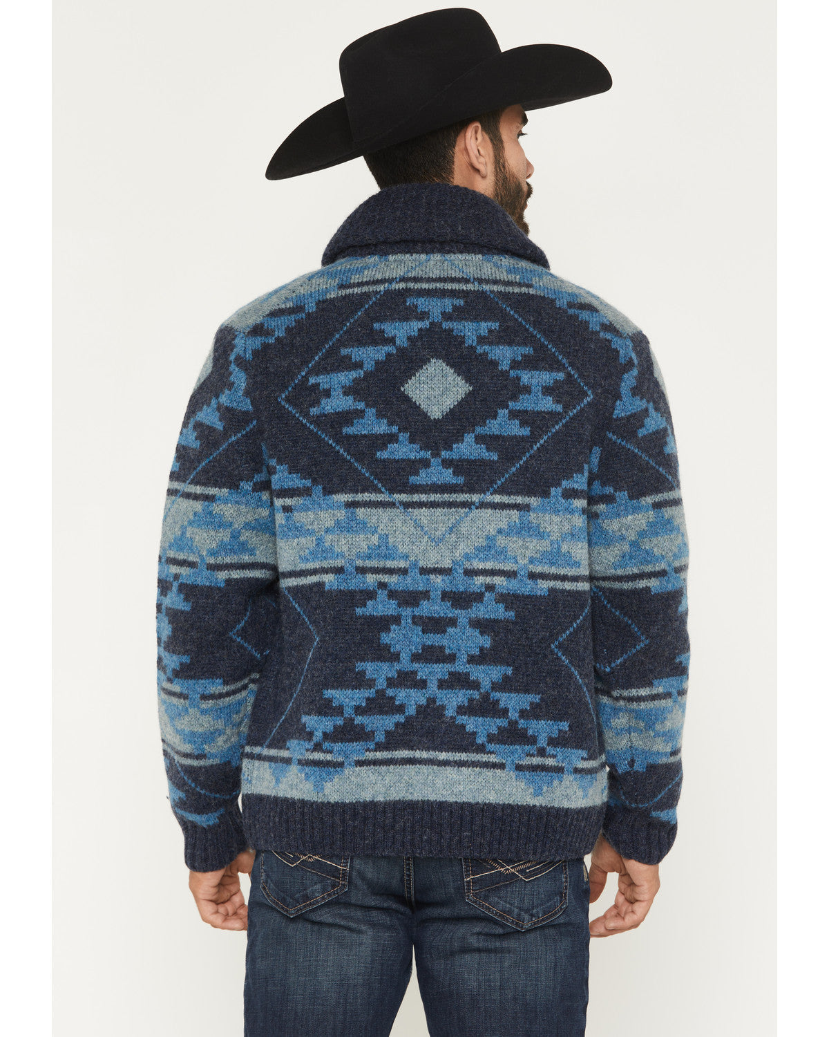 Cody James Men's Carson Southwestern Print Full Zip Wool Sweater