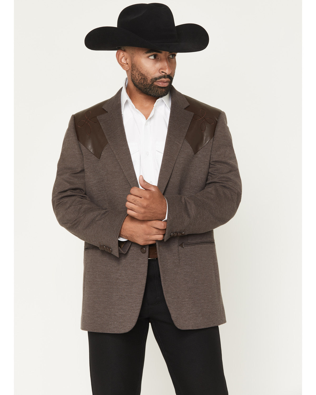 Cody James Men's Knoxville Faux Leather Western Yoke Sportcoat