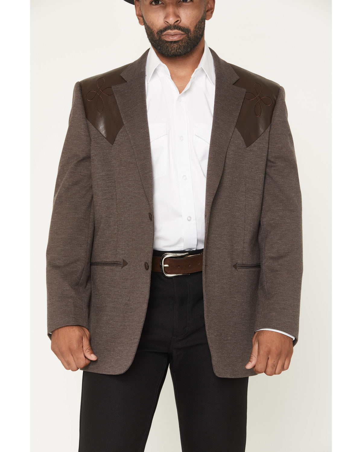 Cody James Men's Knoxville Faux Leather Western Yoke Sportcoat