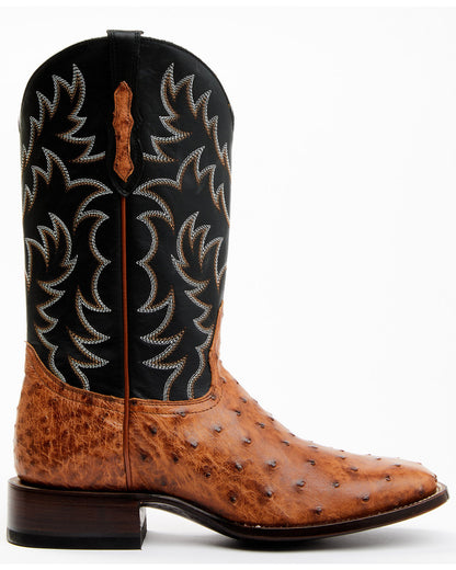 Cody James Men's Full Quill Cognac Ostrich Exotic Western Boots - Broa