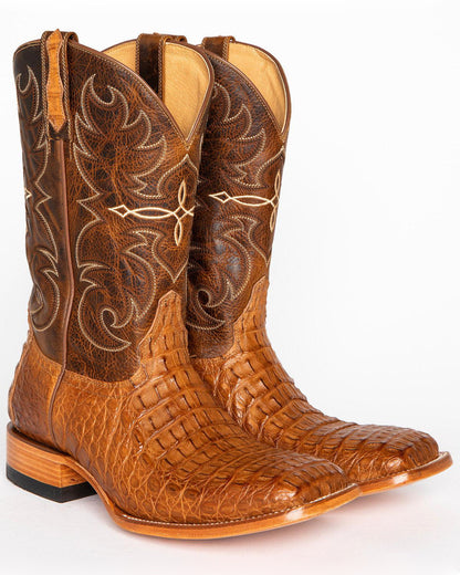 Cody James Men's Burnished Caiman Exotic Boots - Broad Square Toe