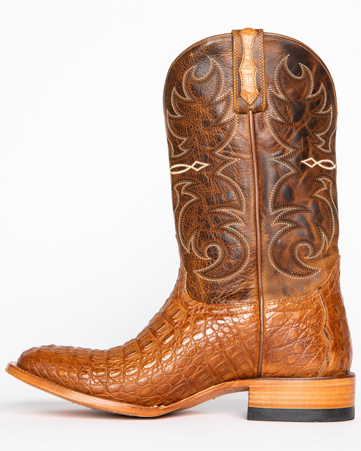 Cody James Men's Burnished Caiman Exotic Boots - Broad Square Toe