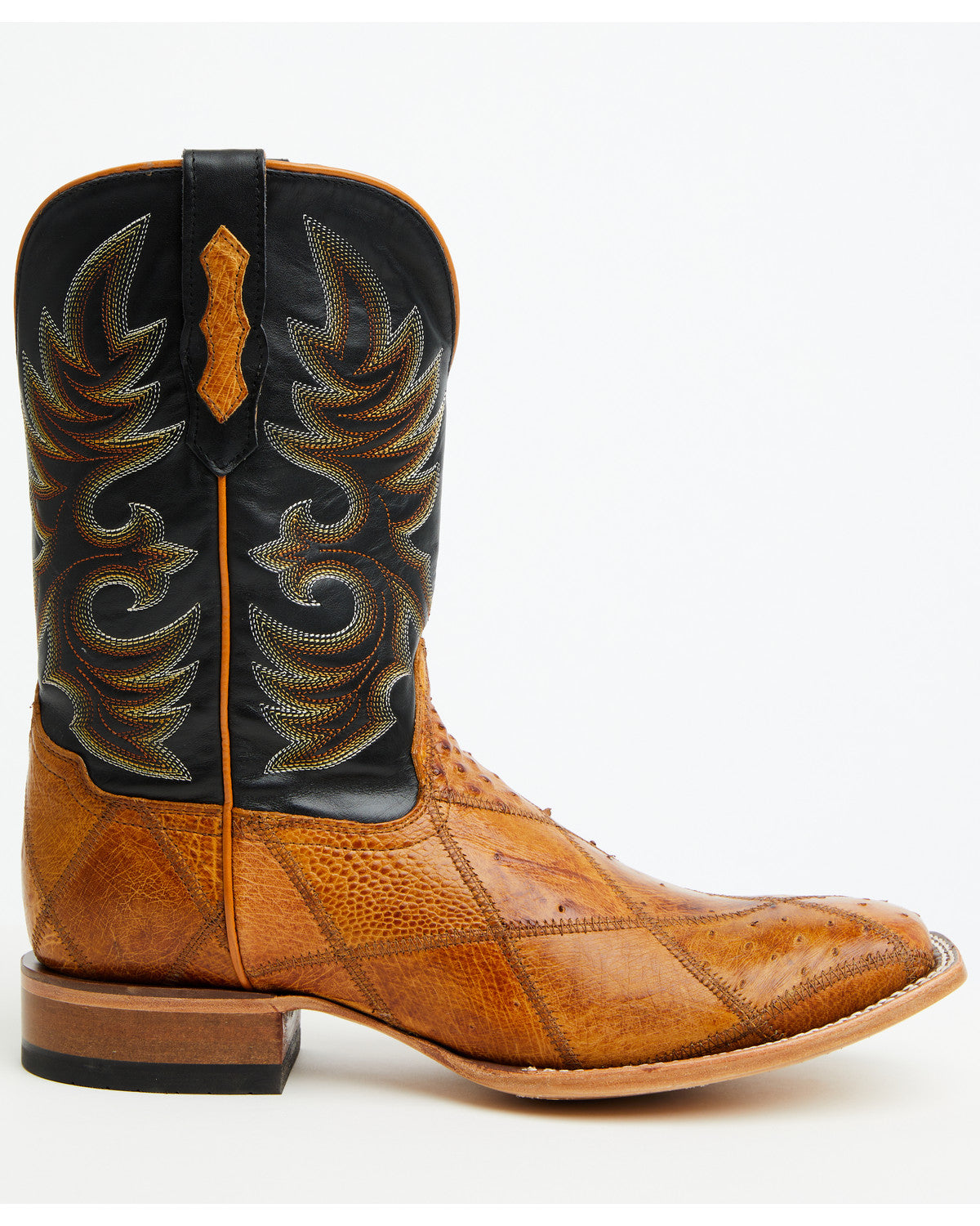 Cody James Men's Exotic Ostrich Patchwork Western Boots - Broad Square
