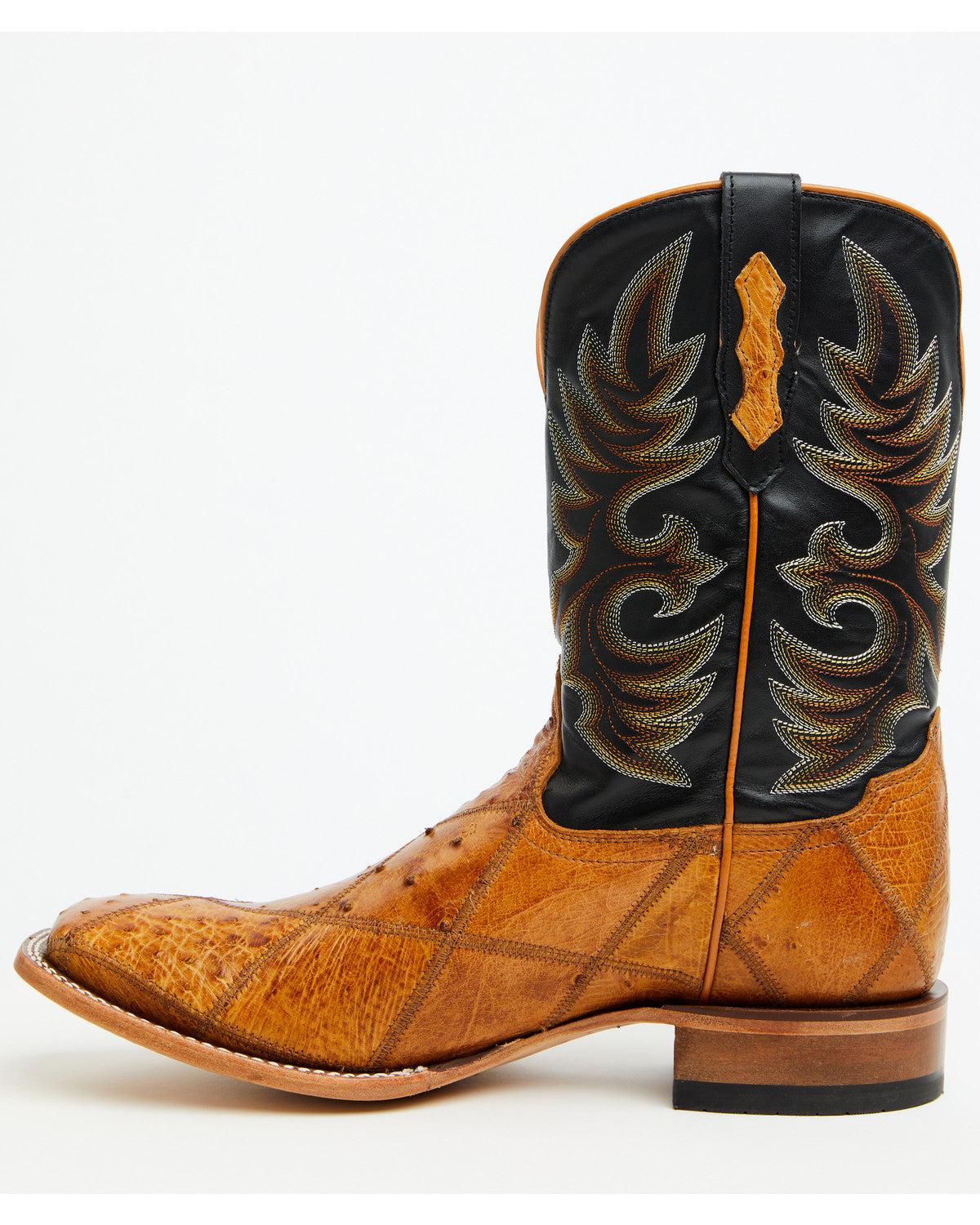 Cody James Men's Exotic Ostrich Patchwork Western Boots - Broad Square