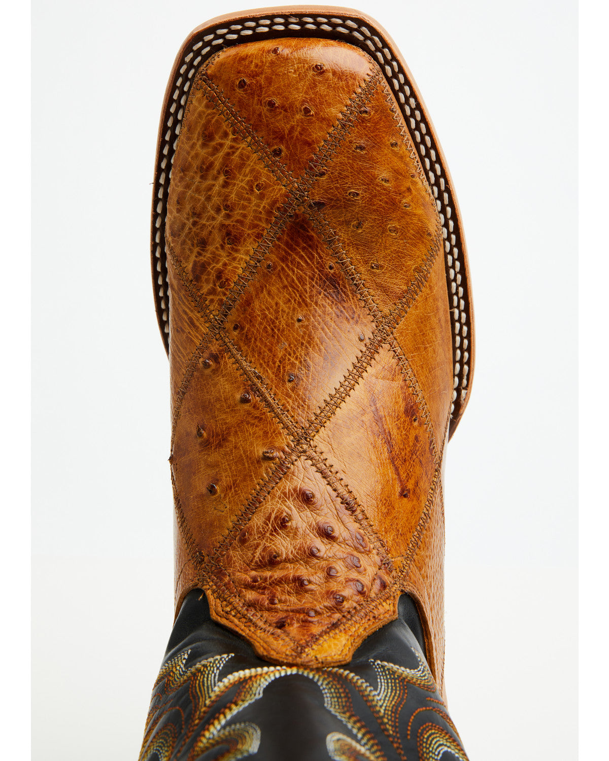 Cody James Men's Exotic Ostrich Patchwork Western Boots - Broad Square