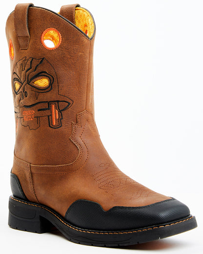 Cody James Boys' Skull Work Boots - Broad Square Toe