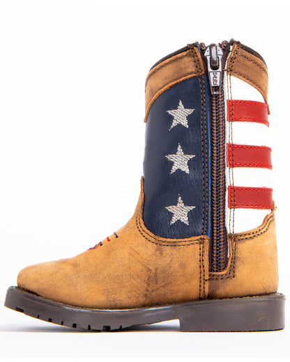 Cody James Toddler Boys' USA Flag Western Boots - Broad Square Toe