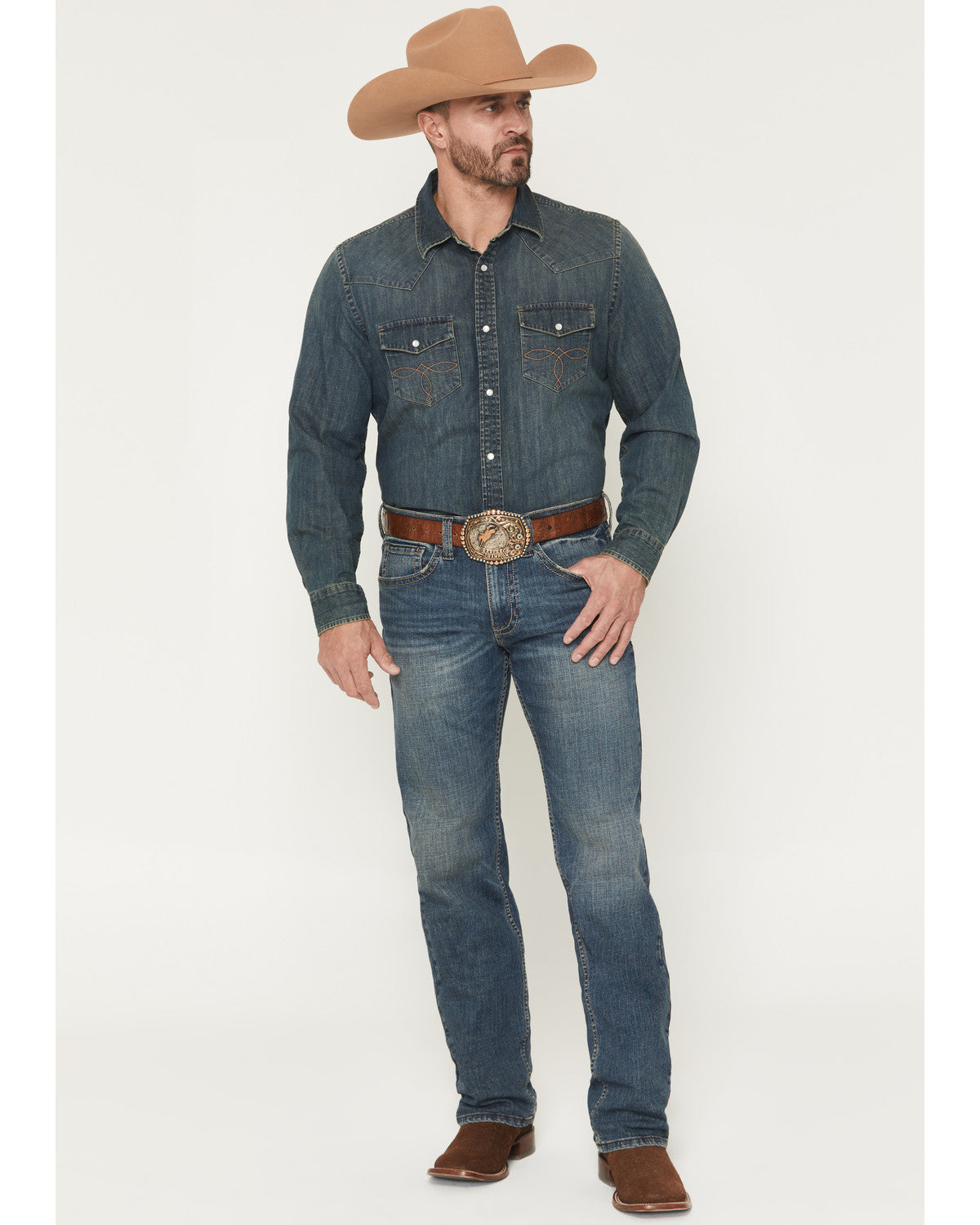 Cody James Men's Grullo Wash Wyatt Slim Bootcut Stretch Denim Jeans