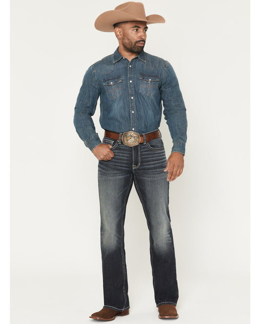 Cody James Men's Cayanne Wash Duke Relaxed Bootcut Stretch Denim Jeans