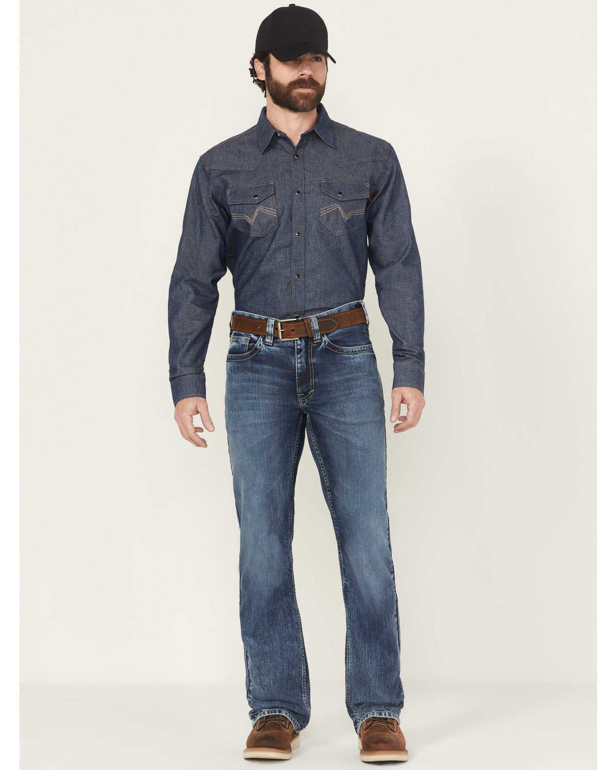Cody James Men's FR Medium Wash Slim Bootcut Stretch Denim Work Jeans