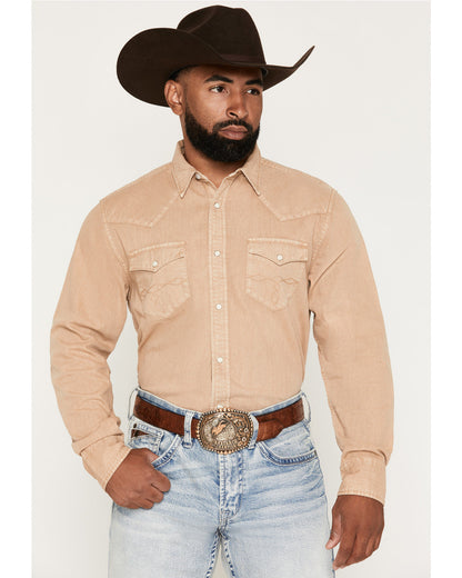 Cody James Men's Solid Long Sleeve Snap Denim Western Shirt - Tall