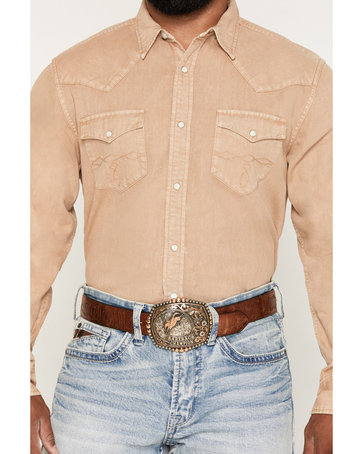 Cody James Men's Solid Long Sleeve Snap Denim Western Shirt - Tall