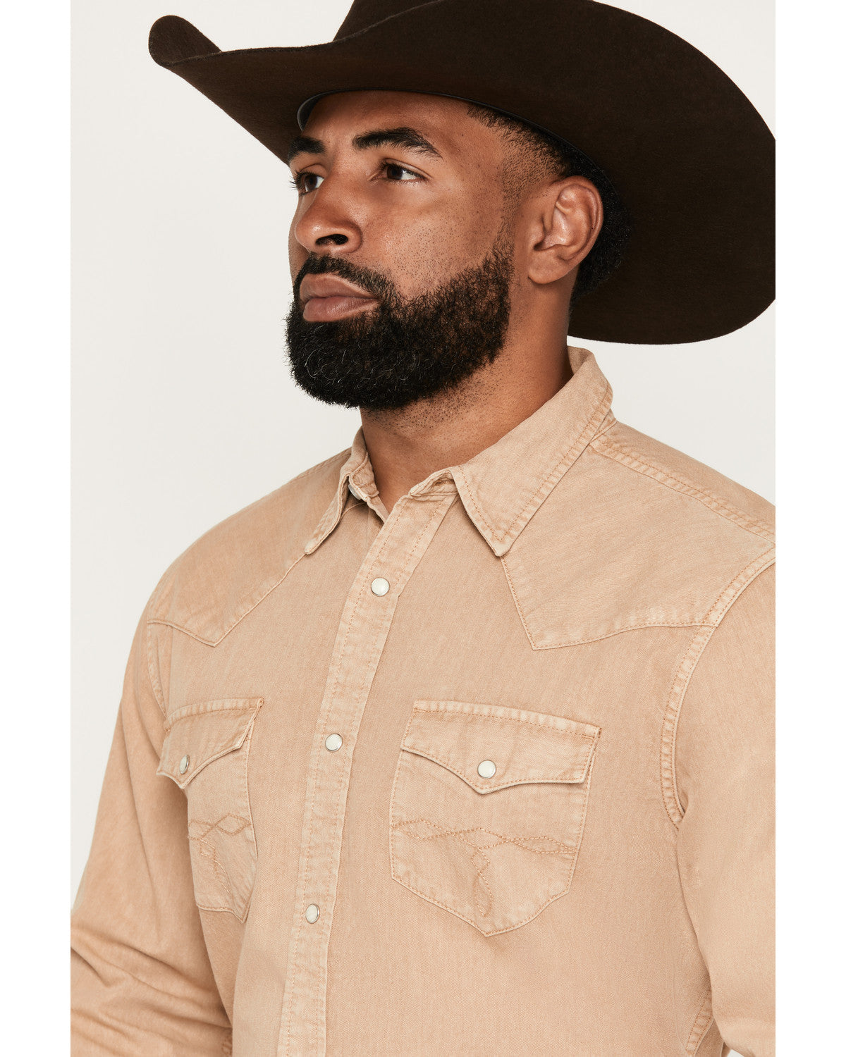Cody James Men's Solid Long Sleeve Snap Denim Western Shirt - Big