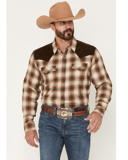 Cody James Men's Mad Plaid Print Corduroy Long Sleeve Snap Western Shi