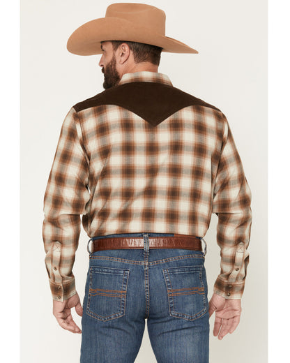 Cody James Men's Mad Plaid Print Corduroy Long Sleeve Snap Western Shi